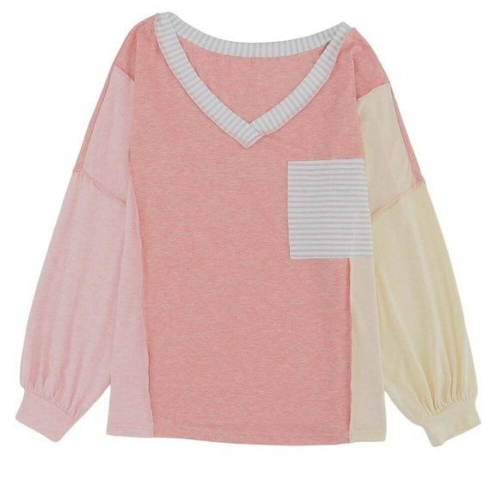 Striped Color Block Splicing Long Sleeve T Shirt X LARGE (9998) - Picture 4 of 8